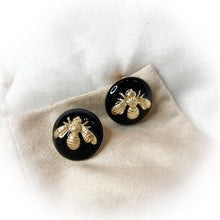 Load image into Gallery viewer, Black bee studs
