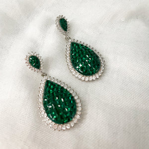 Paved tear drop earrings