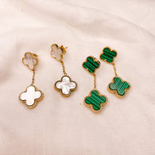 Load image into Gallery viewer, Four leaf clover drop earrings
