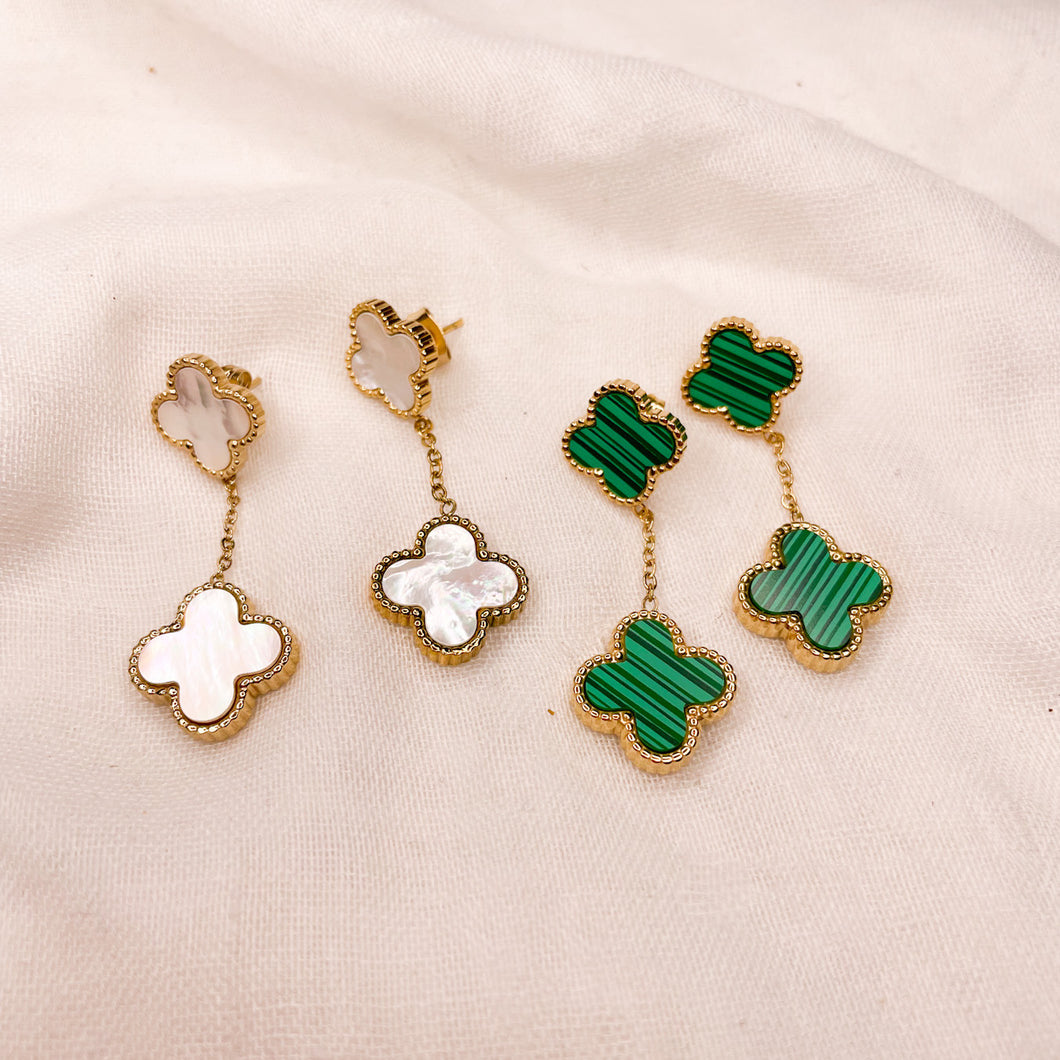 Four leaf clover drop earrings
