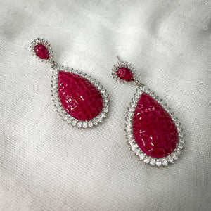 Paved tear drop earrings