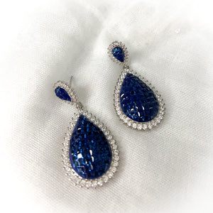 Paved tear drop earrings