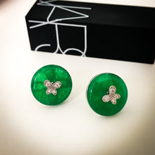 Load image into Gallery viewer, Jade butterfly studs
